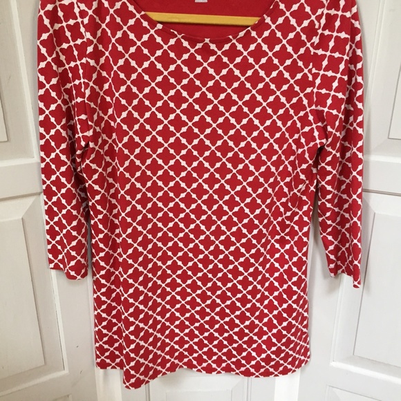 Kim Roger Red & White Latice Print Cotton Top White - Picture 4 of 15